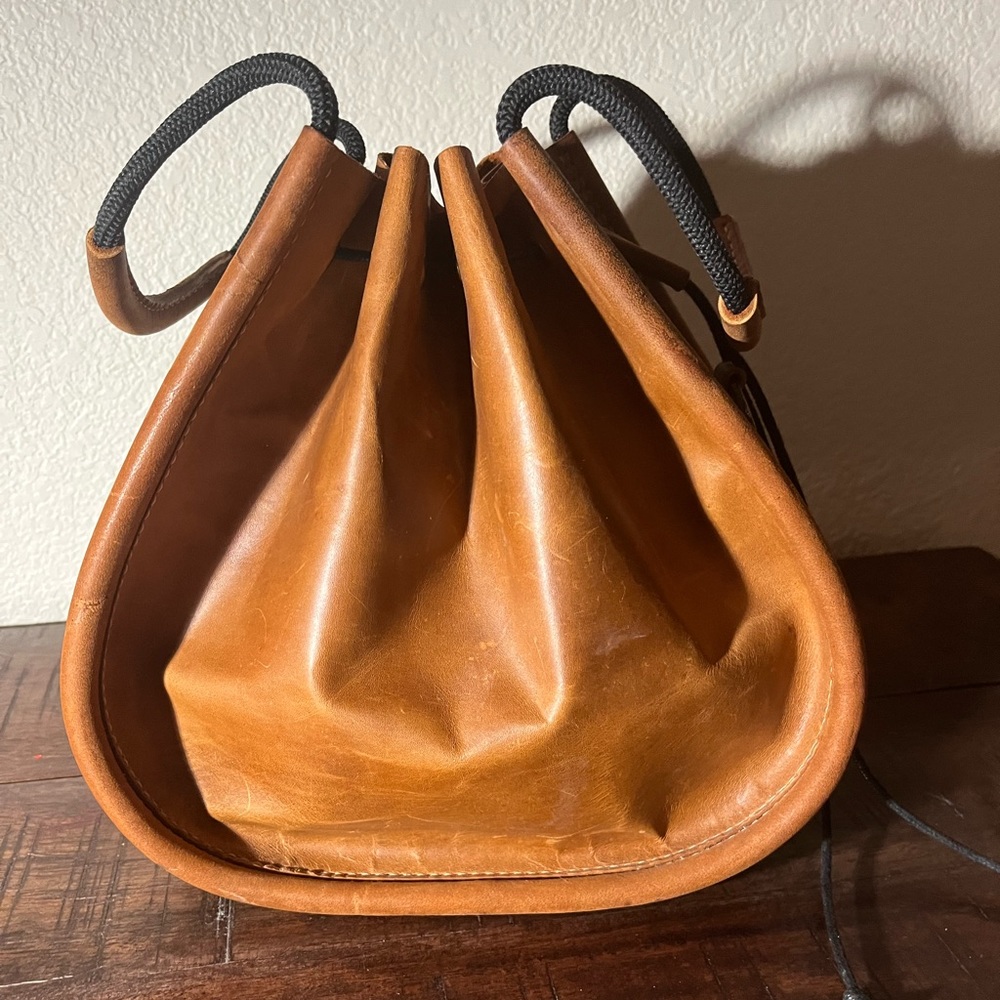 Handmade leather purse from Russia.